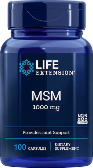 Life Extension MSM 1000mg Supliment pentru Sănătatea Articulațiilor & Oaselor 100 capace
