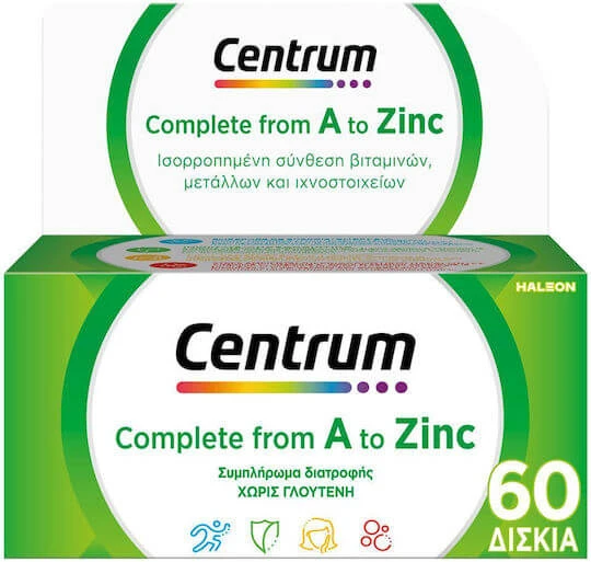 Centrum Complete From A To Zinc Multivitamină Cu vitamine și minerale pentru Energie & Întărirea Sistemului Imunitar 60 Tablete