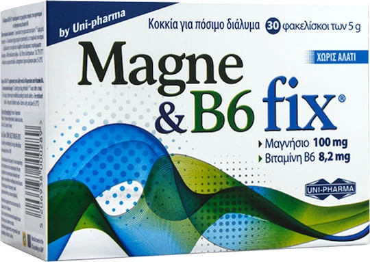 UNI-PHARMA Magne & B6 Fix 30 Plicuri Aromă Zmeură