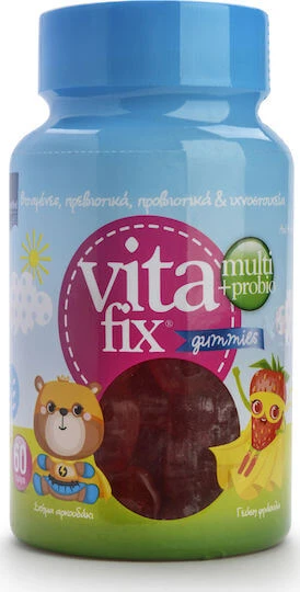 InterMed Vitafix Multi & Probio Gummies Multivitamină pentru Întărirea Sistemului Imunitar Căpșună 60 x 1 jeleuri