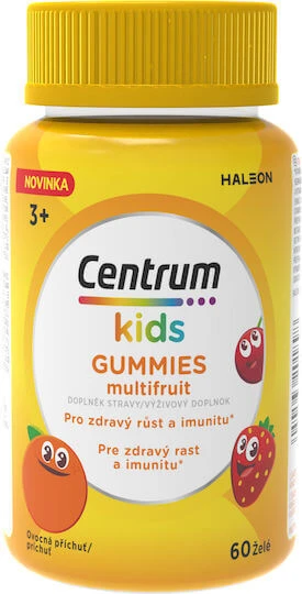 Centrum Kids Gummies Multivitamină pentru Susținerea Dezvoltării Sănătoase a Copiilor pentru Întărirea Sistemului Imunitar Multifructe 60 bomboane de jeleu