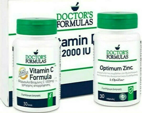 Doctor's Formulas Vitamin C Formula Fast Action 1000 mg 30 caps & Optimum Zinc 15 mg 30 tabs & Cadou Vitamin D3 2000 IU 60 soft gels Multivitamină pentru Energie, Întărirea Sistemului Imunitar & Sănătatea Oaselor 30 capace