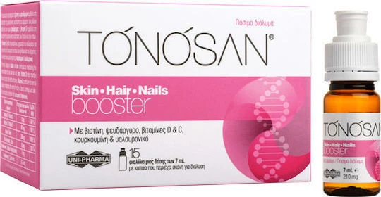 UNI-PHARMA Tonosan Skin-Hair-Nails Booster Supliment pentru Sănătatea Articulațiilor & Oaselor 15 x 0ml