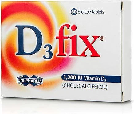 UNI-PHARMA D3 Fix Vitamina pentru Întărirea Sistemului Imunitar & Sănătatea Oaselor 1200iu 60 Tablete