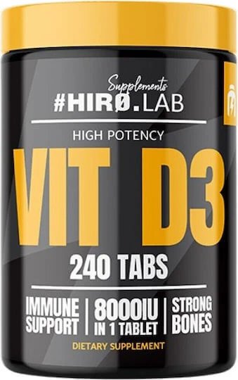 Hiro.Lab Vitamin D3 Vitamina pentru Întărirea Sistemului Imunitar & Sănătatea Oaselor 8000iu 240 Tablete