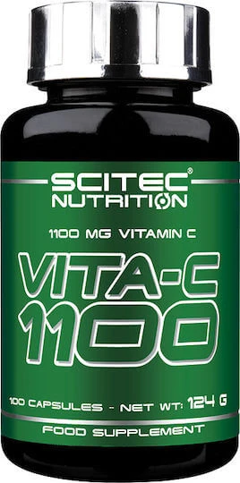 Scitec Nutrition Vita-C 1100 Vitamina pentru Întărirea Sistemului Imunitar, Pielea & Acțiune Antioxidantă 1.100mg 100 capace
