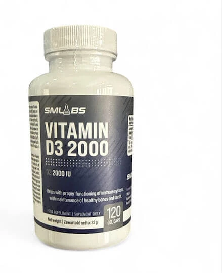 Smlabs Vitamin D3 Vitamina pentru Întărirea Sistemului Imunitar & Sănătatea Oaselor 2000iu 120 softgels