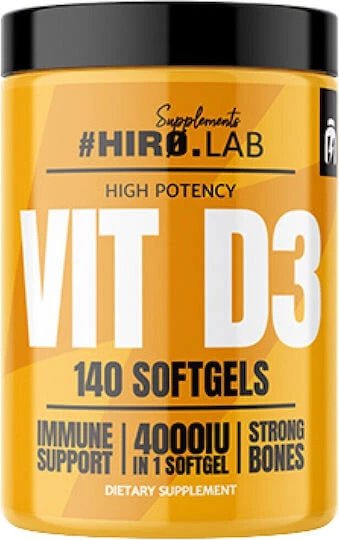 Hiro.Lab Vitamin D3 Vitamina pentru Întărirea Sistemului Imunitar & Sănătatea Oaselor 4000iu 140 softgels