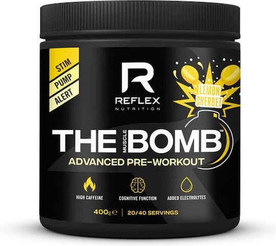 Reflex Nutrition Muscle Bomb 350mg Supliment Pre Workout 400gr șerbet de lămâie