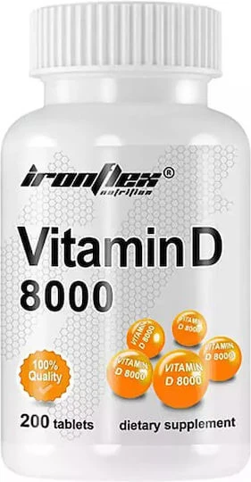 Ironflex Nutrition Vitamina D pentru Întărirea Sistemului Imunitar & Sănătatea Oaselor 8000iu 200 Tablete