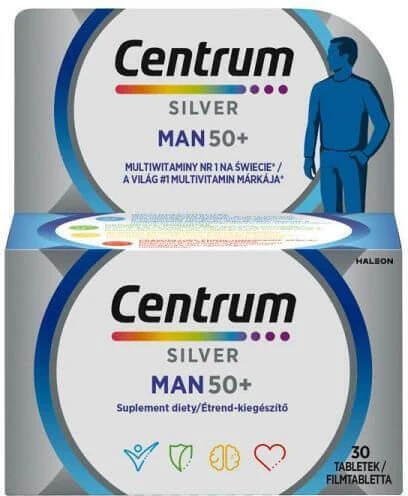 Centrum Silver Man 50+ Multivitamină pentru Energie & Întărirea Sistemului Imunitar 30 Tablete