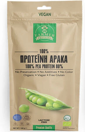Farmer Proteins 100% Proteină de mazăre Organic Proteină Din Mazăre Fără Gluten & Lactoză 100gr