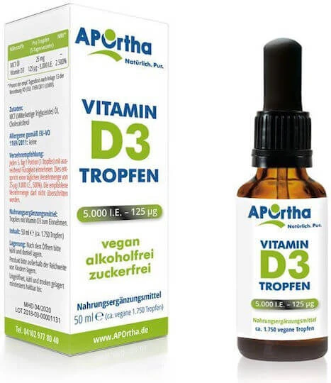 Aportha Vitamina D3 pentru Întărirea Sistemului Imunitar & Sănătatea Oaselor 5000iu 50ml