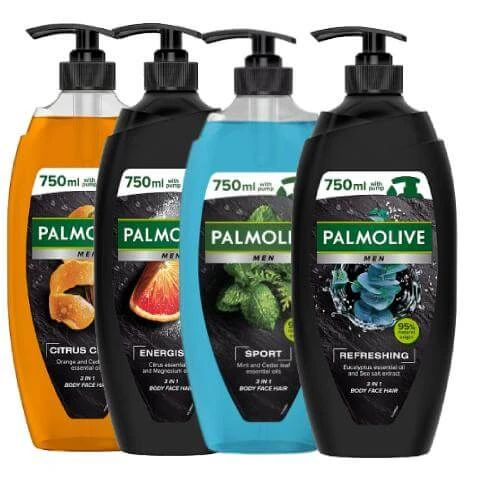 PALMOLIVE MEN gel de duș set 3in1 mix parfumuri, 4x750ml