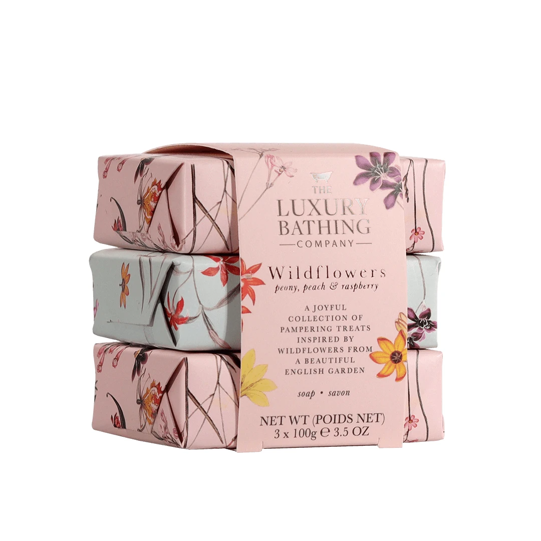 Set Cadou Gentle Cleansing Trio Wildflowers Peony, Peach & Raspberry, 3 x 100 g, The Luxury Bathing
