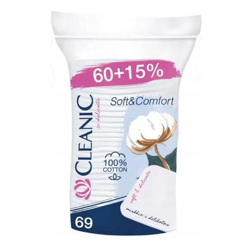 CLEANIC Tampoane Soft & Comfort, pătrate, 69 buc