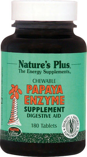 Nature's Plus Papaya Enzyme fără Gluten 180 tablete masticabile