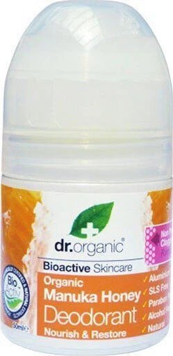 Dr.Organic Manuka Honey Miere de Manuka Deodorant Natural sub formă de Roll-On Fără aluminiu 50ml
