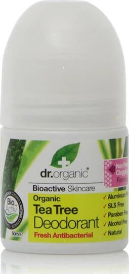 Dr.Organic Tea Tree Arbore de ceai Deodorant Natural sub formă de Roll-On Fără aluminiu 50ml