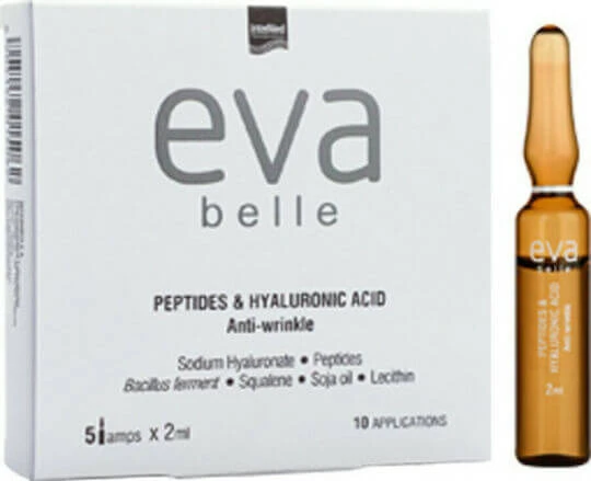 InterMed Eva Belle Peptide și Acid Hialuronic Serum Hidratant și Anti-îmbătrânire pentru Față cu Peptide și Acid Hialuronic pentru Detoxifiere și Tonifiere 5x2ml