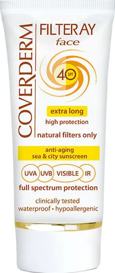 Coverderm Cremă Protectie Solara Waterproof pentru Față SPF40 cu Culoare 50ml