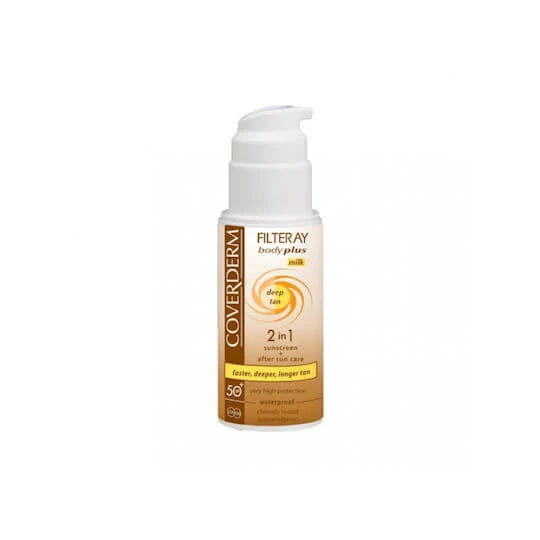Coverderm Filteray Milk Deep Tan Ulei Waterproof Produs Cu Protecție Solară Pentru Corp SPF50 100ml