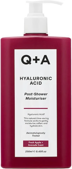 Q+A Natural Skincare Crema hidratant pentru corp cu Acid hialuronic pentru piele sensibilă 250ml