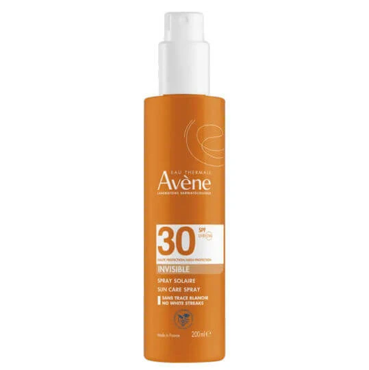 Eau Thermale Avène 100% Invisible Loțiune Solară Rezistentă la Apă pentru Față și Corp SPF30 Spray 200ml