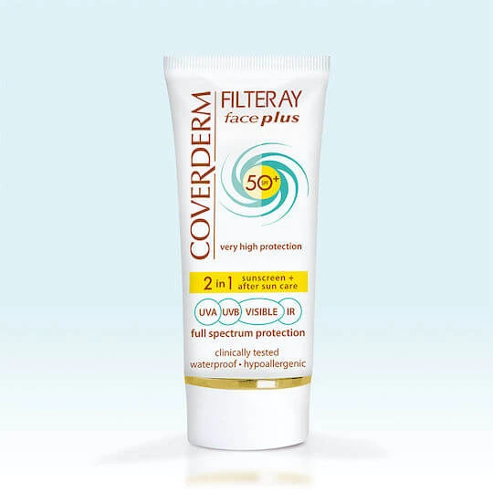Coverderm Filteray Plus 2 in 1 Sunscreen & After Sun Ca Cremă de Față Solară Rezistentă la Apă SPF50 50ml