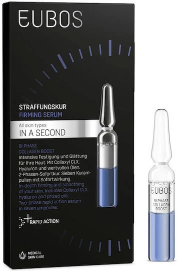 Eubos In A Second Serum Hidratant și Anti-îmbătrânire Pentru Față cu Acid Hialuronic și Colagen pentru Tonifiere 7x2ml