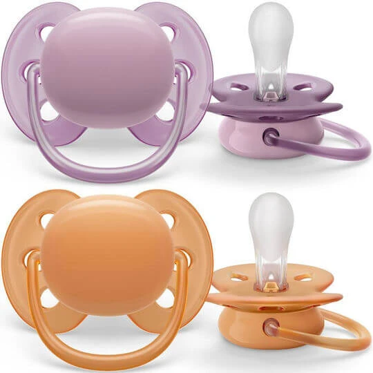 Philips Ultra Soft Suzete Silicon Mov-Portocaliu pentru 6-18 luni 2buc
