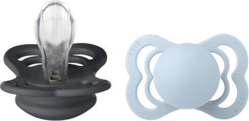 Bibs Suzete Silicon Fier/Albastru Bebeluș Supreme pentru 0-6 luni 2buc