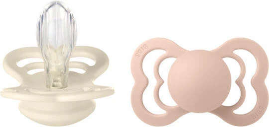 Bibs Supreme Suzete Silicon Ivoriu / Roz pal pentru 6+ luni 2buc