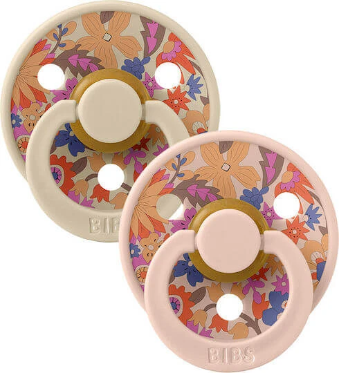 Bibs X Liberty Suzete Cauciuc June Blossom / Amestec Blush pentru 0+ luni 2buc