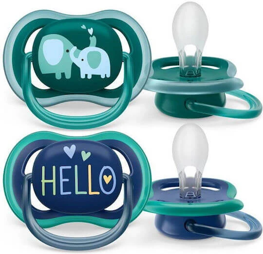 Philips Ultra Air Suzete Silicon Elefanți - Verde pentru 18+ luni 2buc