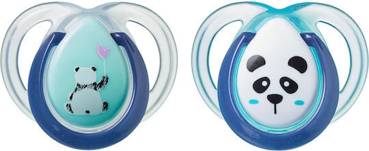 Tommee Tippee Anytime Suzete ortodontice Silicon Panda - Aqua pentru 0-6 luni 2buc