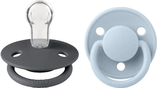 Bibs De Lux Suzete Silicon Fier / Albastru Deschis pentru 0+ luni 2buc