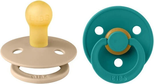 Bibs Colour Round Suzete Cauciuc Taupe / Scuba pentru 0+ luni 2buc