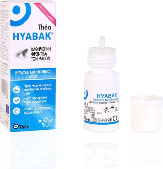 Thea Pharma Hellas Hyabak Protector 0.15% Picături Oftalmice cu Acid Hialuronic pentru Ochi Uscat 10ml