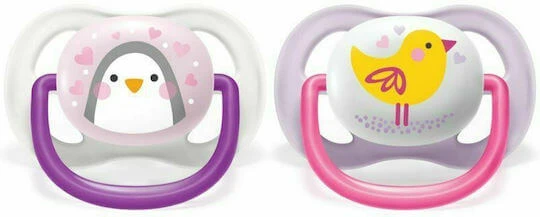 Philips Ultra Air Suzete ortodontice Silicon Animale - Roz / Mov pentru 0-6 luni 2buc