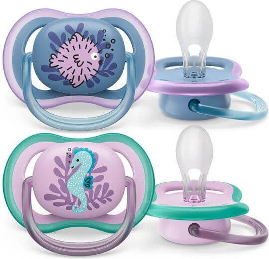 Philips Ultra Air Suzete Silicon Ocean - Albastru/Lila pentru 6-18 luni 2buc