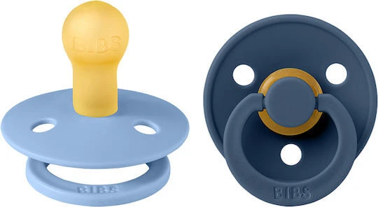 Bibs Colour Suzete Cauciuc Albastru cer / Albastru oțel pentru 0+ luni 2buc