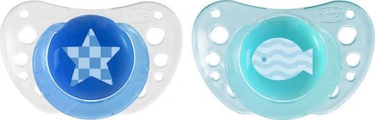 Chicco Suzete ortodontice Silicon cu husă Albastru cerulean pentru 6-16 luni 2buc