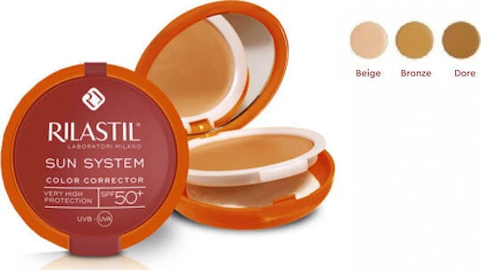 Rilastil Sun System Corector De Culoare Pudră Cu Protecție Solară Pentru Față SPF50 Cu Pigment 01 Beige 10gr