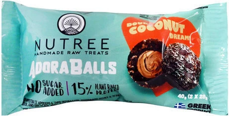 Nutree Adoraballs Batoane cu 15% Proteină & Aromă Double Coconut Dream 2x20gr