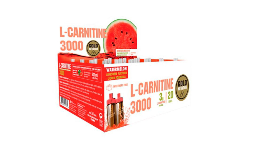 L-Carnitina 3000mg cu aroma de pepene rosu, 20 doze, Gold Nutrition