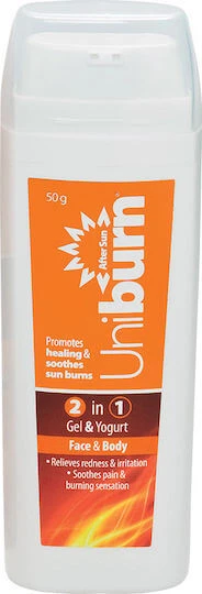 UNI-PHARMA Uniburn After Sun Gel pentru Față și Corp cu Iaurt și Acid Hialuronic 50ml