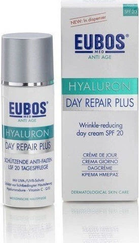 Eubos Hyaluron Repair & Protect Cremă de Față de Zi cu SPF20 pentru Hidratare, Anti-Îmbătrânire și Reconstrucție cu Acid Hialuronic și Vitamina C 50ml