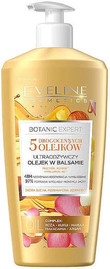 Eveline Botanic Expert 5 Oils Loțiune hidratant pentru corp cu Acid hialuronic pentru piele uscată/foarte uscată 350ml