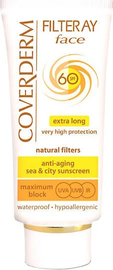 Coverderm Filteray Cremă Waterprof Cremă cu Protecție Solară pentru Față SPF60 50ml